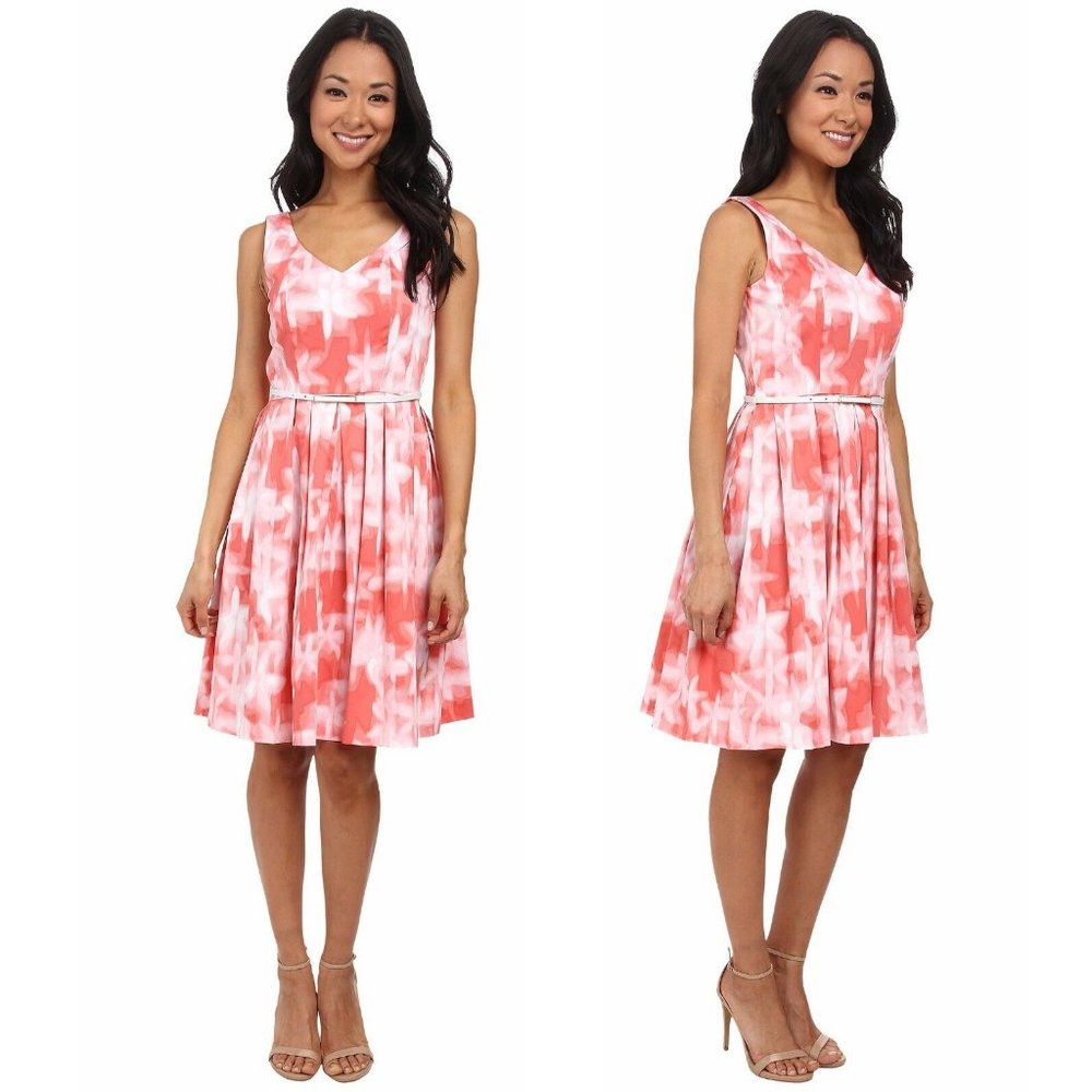Calvin Klein Hawaiian Tie Dye Floral Fit and Flare Dress